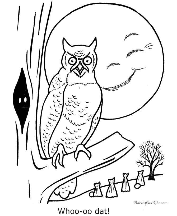 Halloween owl coloring page