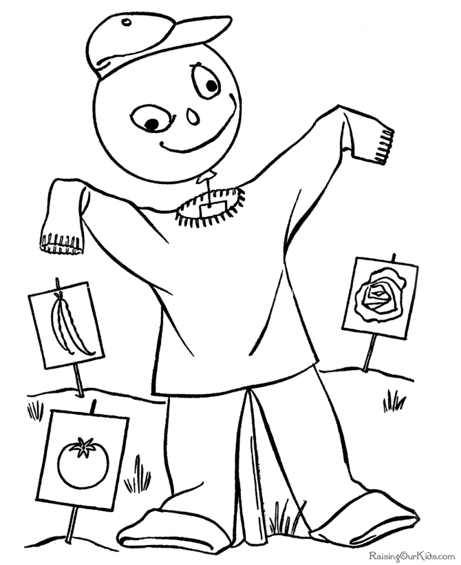 Printable scarecrow coloring page